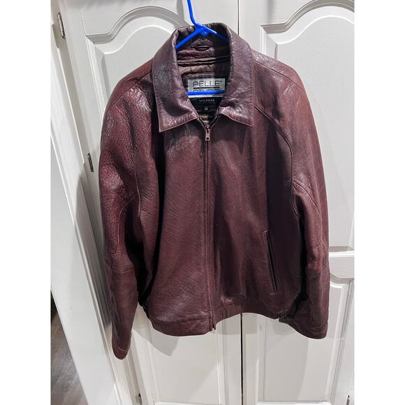 Wilsons Pelle Studio Brown Distressed Leather Jacket 2XL Thinsulate Lined Coat - Picture 1 of 11